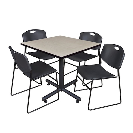 Kobe Kobe Square Table & Chair Set, Wood, Metal, Polypropylene Top TKB4242PL44BK